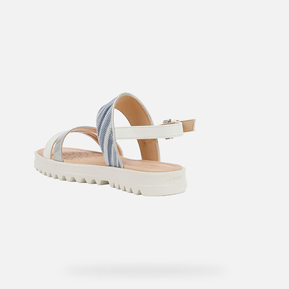 Sandalias Geox Menina Branco/Prateadas - Coralie - RUCTV0294